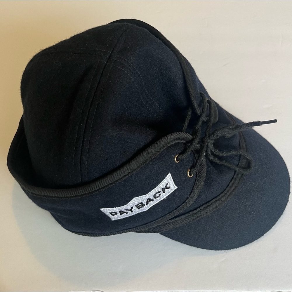 Men’s Navy Vintage Ole' Railways Quilted Lining and Inside Earflaps Wool Cap